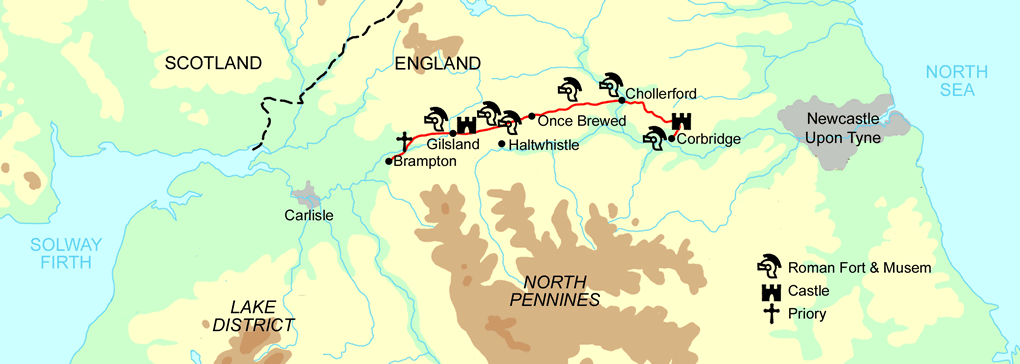Hadrian's Wall Run Highlights map